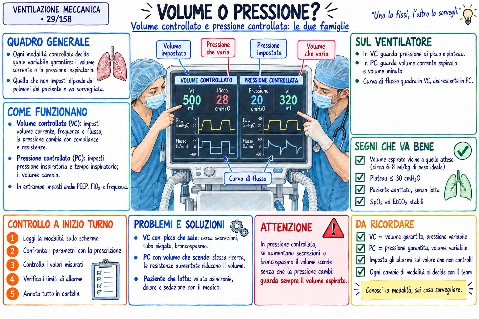Mappa visiva: volume controllato e pressione controllata