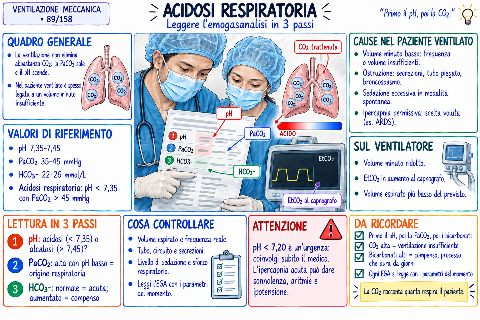 Mappa visiva: acidosi respiratoria all'emogasanalisi